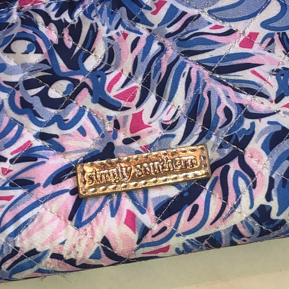 Simply Southern Blue Pink Floral Zip Wallet - Picture 2 of 6